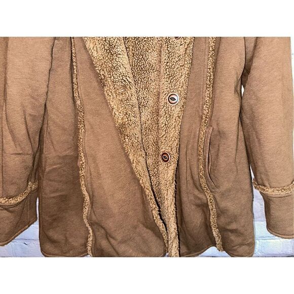 EDDIE BAUER SHERPA FAUX SHEARLING REVERSIBLE COAT SOFT BROWN TRENCH SOFT LARGE - Picture 7 of 12